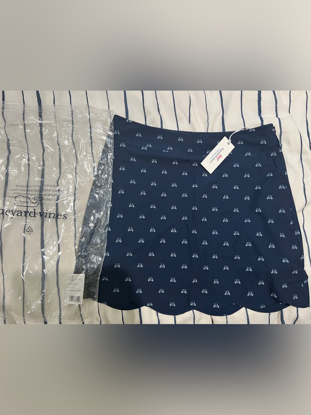 Vineyard Vines Navy Mini Skirt with White Logo Motifs
